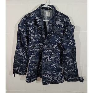 US Navy Blue Digital Pattern Camo Working Blouse Size SMALL X-Long,